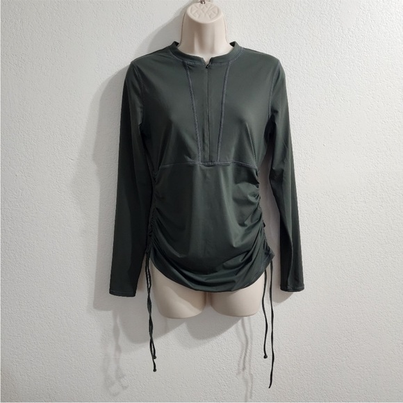 SOLD ATHLETA Ruched Rashguard Green Size S - Picture 4 of 10